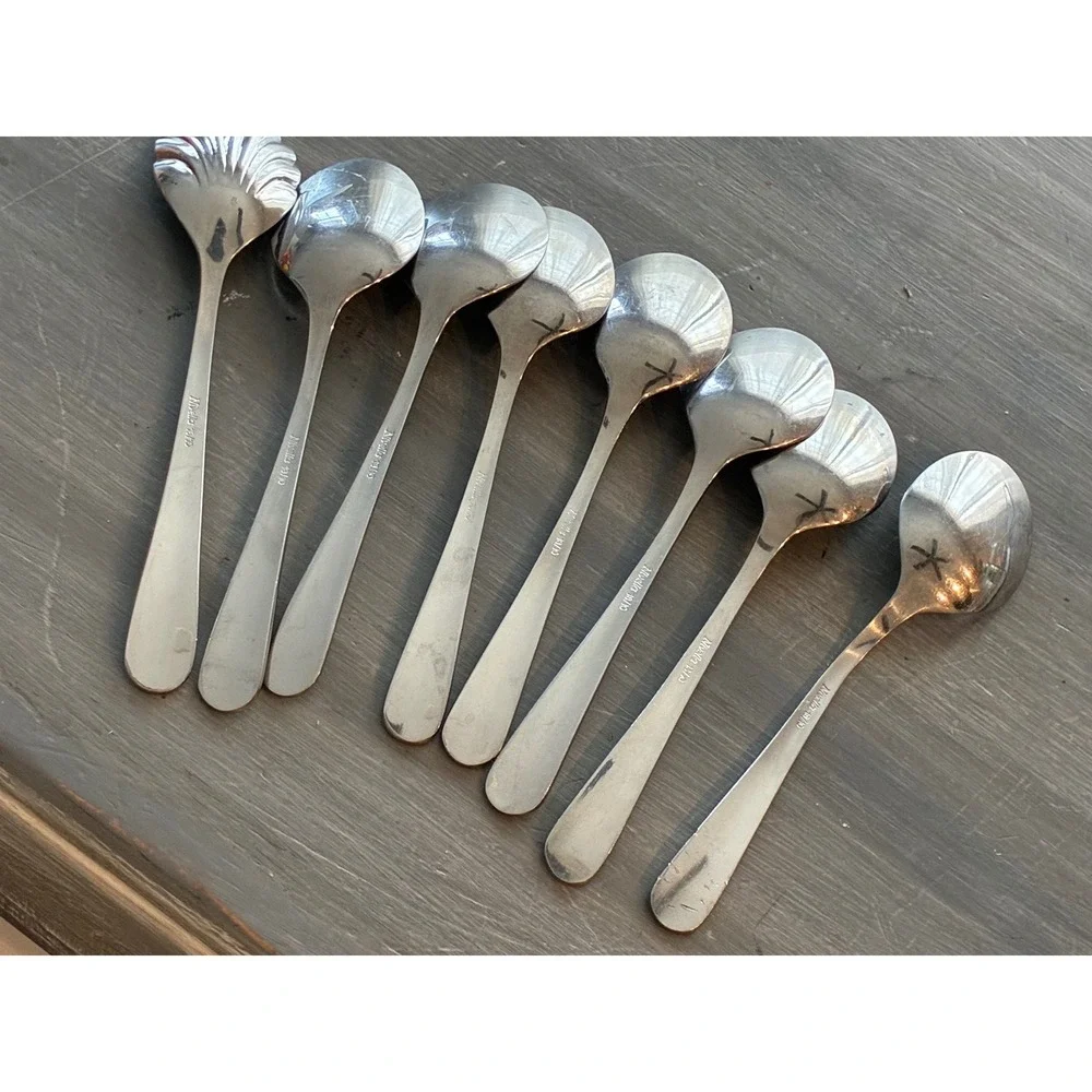 Mirella 18/10 Stainless Steel Gold Swirl Teaspoons and Sugar Spoon Set of 8